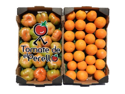 Kiste Gemischt 14,3 kg (4,3 kg Tomaten + 10 kg Orangen)