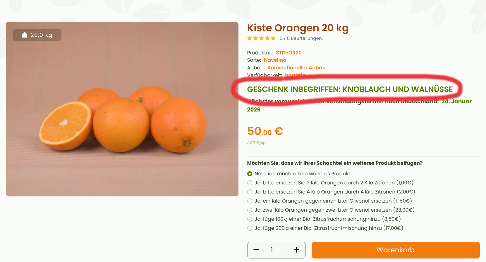 Geschenk inbegriffen: Knoblauch und Walnüsse